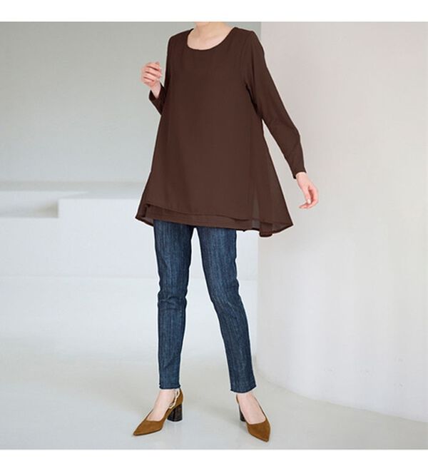 RANAN（ラナン）の「【裏微起毛】異素材切替チュニック（カットソー）」｜詳細画像