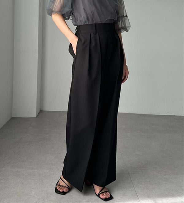 RANAN（ラナン）の「【選べる股下】きれい見え２タックワイドスラックス（ワイドパンツ・ガウチョ）」｜詳細画像