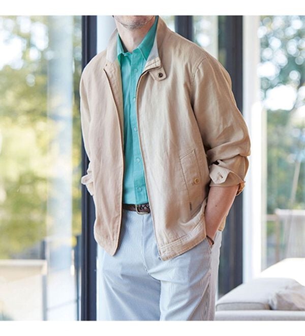 「さっと羽織れる麻１００％ライダースブルゾン（メンズジャケット）」｜詳細画像