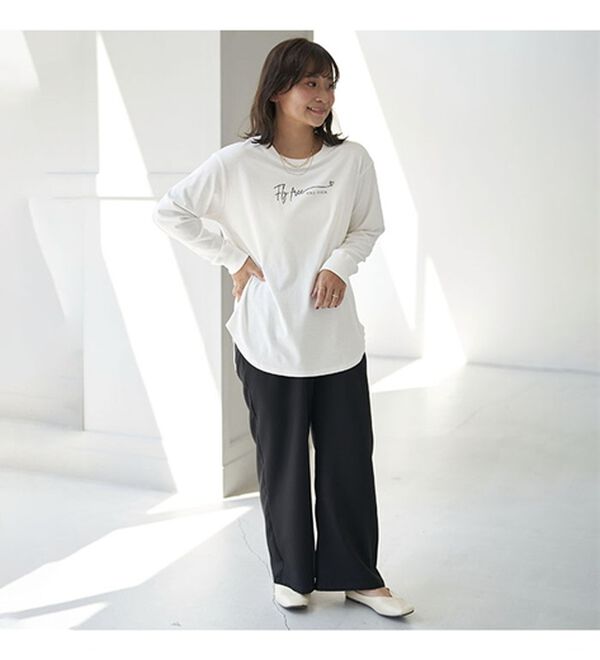 BELLUNA（ベルーナ）の「キレイ見えウエストデザインワイドストレートパンツ（ワイドパンツ・ガウチョ）」｜詳細画像