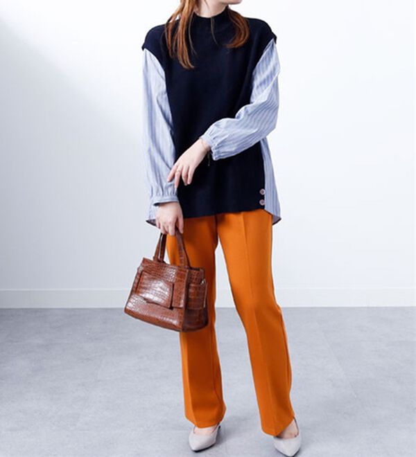 BELLUNA（ベルーナ）の「シャツレイヤード風ニットプルオーバー（ニット・セーター）」｜詳細画像