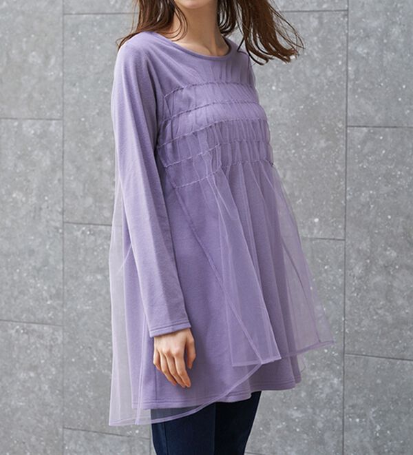 RANAN（ラナン）の「ふんわりあったか素材チュール重ねチュニック（チュニック）」｜詳細画像