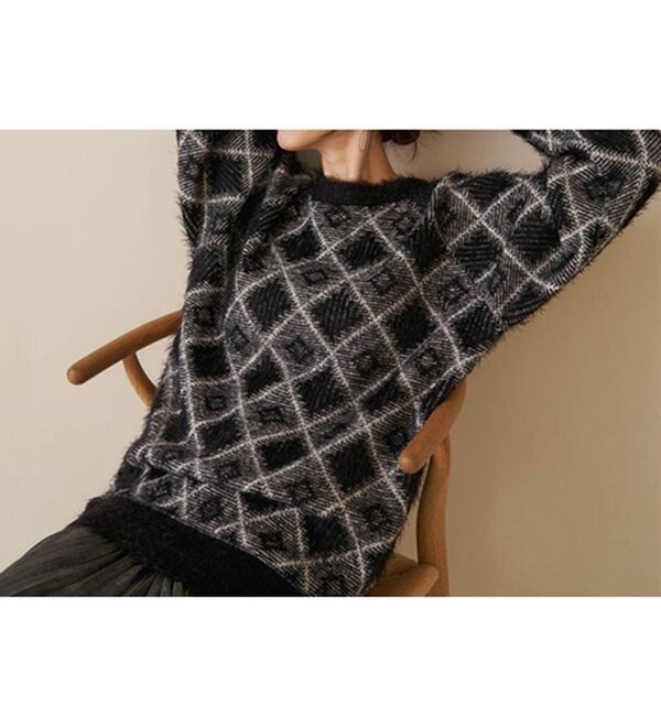 RANAN（ラナン）の「ダイヤ柄配色ニットチュニック（チュニック）」｜詳細画像