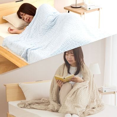 iellio（イエリオ）の「【わた入り】とろける冷感くしゅくしゅケット＜ふんわり・とろとろ・洗える・クール・ひんやりケット・接触冷感・肌掛け布団＞（肌掛布団・タオルケット）」
