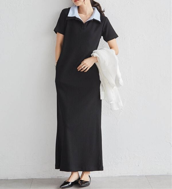 RANAN（ラナン）の「ダブルカラーリブワンピース（カットソーワンピース）」｜詳細画像