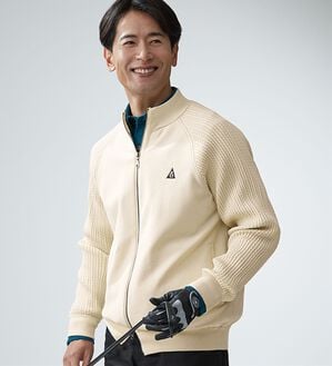 「＜コムルヴァン・オム・ゴルフ＞洗練！防風ニットジャケット（メンズニット・セーター）」｜詳細画像
