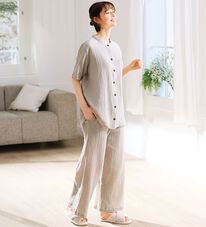 LAVIENNE（ラヴィエンヌ）の「楊柳ガーゼチュニックブラウス・ワイドストレートパンツ(別売)（チュニック）」