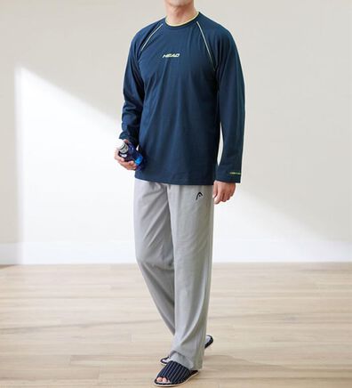 「【２着組】＜ヘッド＞ハイクール（Ｒ）冷感綿１００％リラクシングウェア上下２着組（メンズルームウェア）」