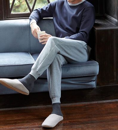 「＜シンプル＆プラス＞裏起毛スウェット上下セット（メンズルームウェア）」