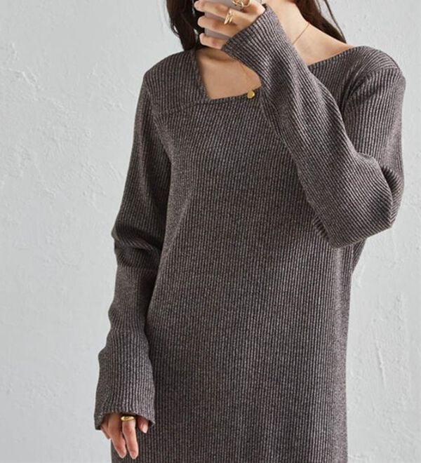 RANAN（ラナン）の「アシメネックリブワンピース（ロングワンピース）」｜詳細画像