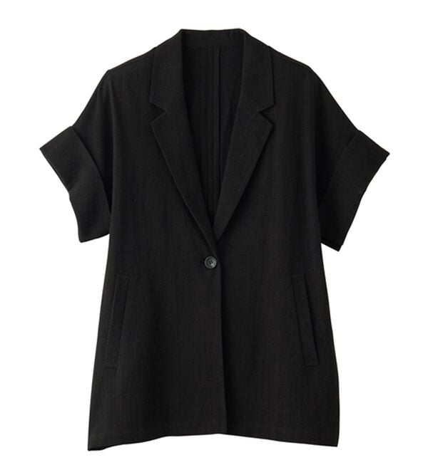 RANAN（ラナン）の「クレープジャカードハーフスリーブジャケット（テーラードジャケット）」｜詳細画像