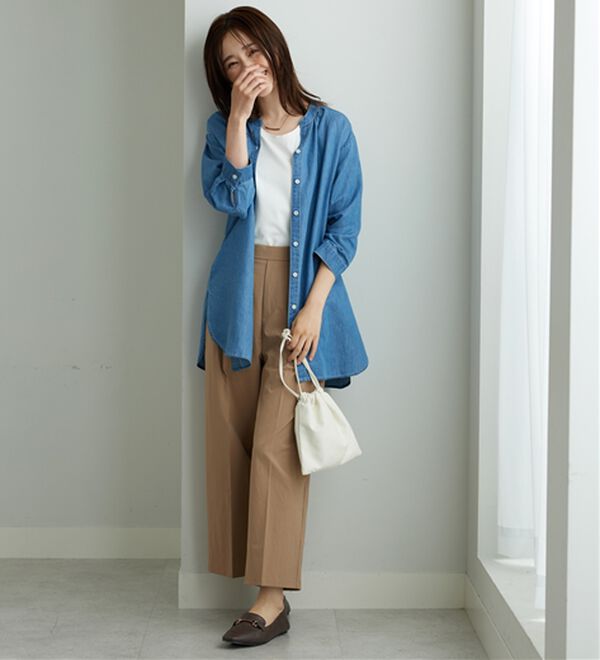 BELLUNA（ベルーナ）の「やわらかデニム素材シャツチュニック（チュニック）」｜詳細画像