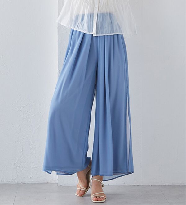 RANAN（ラナン）の「ひんやり！サイドスリットシフォンパンツ（フルレングスパンツ）」｜詳細画像