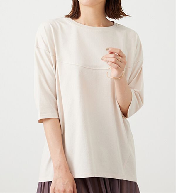 BELLUNA（ベルーナ）の「ヒンヤリ冷感！切替デザインプルオーバー（カットソー）」｜詳細画像