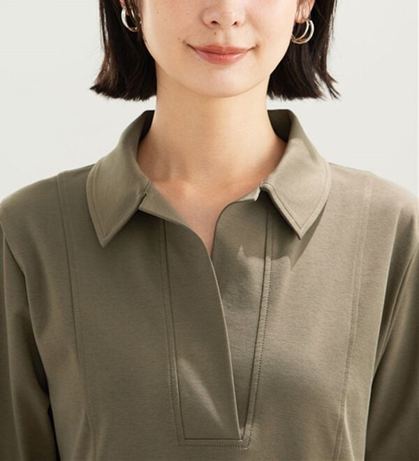 BELLUNA（ベルーナ）の「なめらかポンチ素材衿付きチュニック（チュニック）」｜詳細画像