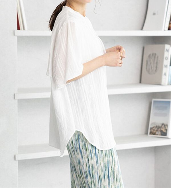 GeeRA（ジーラ）の「バンドカラーシアーストライプシャツ（シャツ）」｜詳細画像