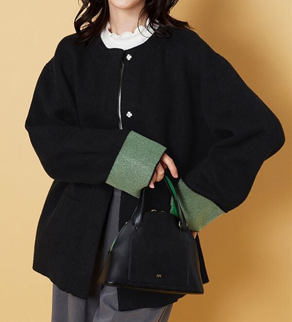 BELLUNA（ベルーナ）の「配色デザインふんわりニットジャケット（ハーフコート）」｜詳細画像