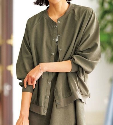 BELLUNA（ベルーナ）の「サラリ麻調素材リブ使いカーディガン（その他カーディガン）」