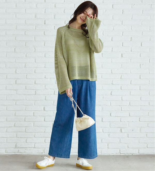 BELLUNA（ベルーナ）の「スパンコール付透かし編みニットプルオーバー（ニット・セーター）」｜詳細画像