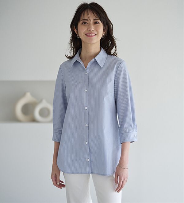 BELLUNA（ベルーナ）の「【選べる袖丈】洗える！ストレッチイージーケアシャツ（シャツ）」｜詳細画像