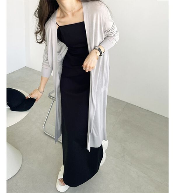 GeeRA（ジーラ）の「【3つの機能付】ロングニットカーディガン（ミディ丈）（ニットカーディガン）」｜詳細画像