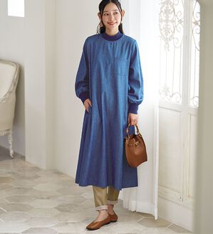 BELLUNA（ベルーナ）の「デニム素材リブ使いゆったりワンピース（その他ワンピース）」｜詳細画像