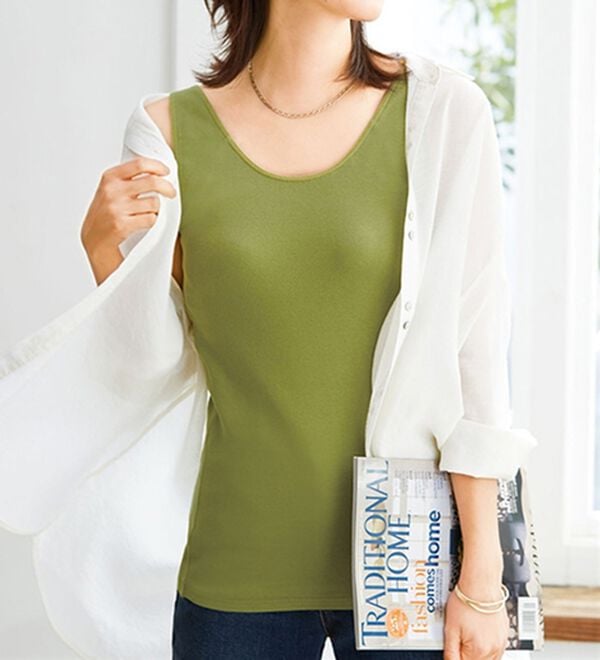 LAVIENNE（ラヴィエンヌ）の「【３色組】綿１００％肩ひも調節できるカップ付タンク（ブラトップ・カップ付きインナー）」｜詳細画像