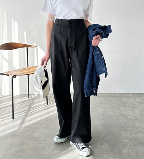 GeeRA（ジーラ）の「コットンワイドベイカーパンツ（フルレングスパンツ）」｜詳細画像