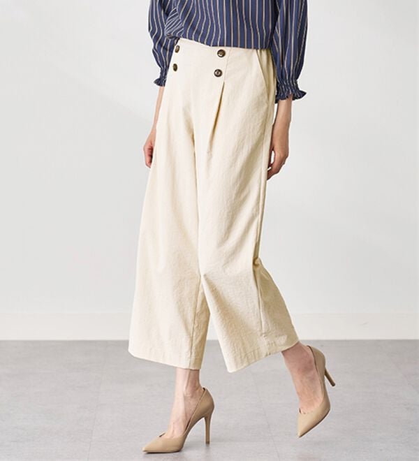 BELLUNA（ベルーナ）の「サラもち！快適ビンテージ調素材ワイドパンツ（ワイドパンツ・ガウチョ）」｜詳細画像