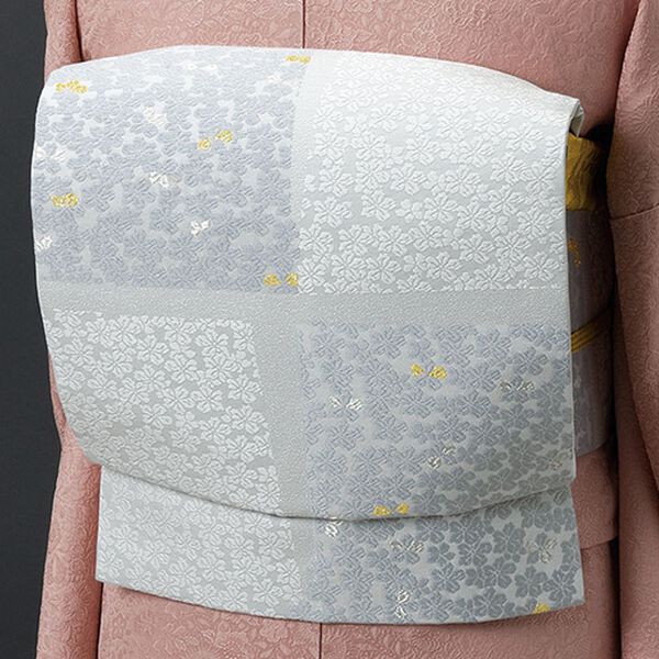 淡いグレーの名古屋帯 西陣織九寸名古屋帯（仕立上り） - ベルーナ【公式】