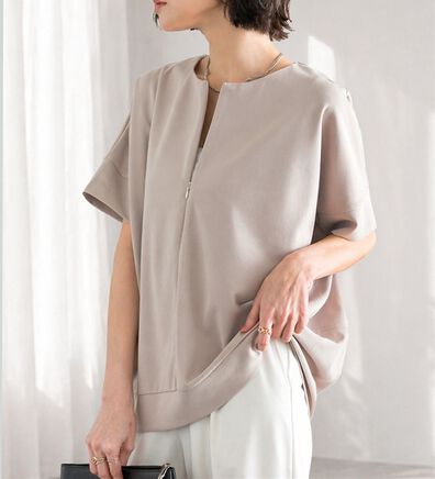 RANAN（ラナン）の「【4つの機能付】ひんやりハーフジップコクーンチュニック（チュニック）」