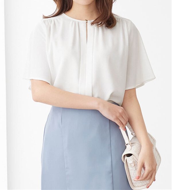 alotta（アロッタ）の「【接触冷感】前後２ＷＡＹギャザーブラウス（半袖）（ブラウス）」｜詳細画像