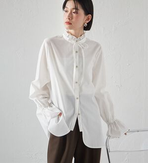 RANAN（ラナン）の「プチフリルリボン付きブラウス（ブラウス）」｜ホワイト