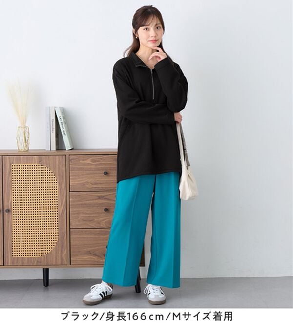 alotta（アロッタ）の「【毛玉になりにくい】柔らか裏起毛ハーフジップチュニック（チュニック）」｜詳細画像