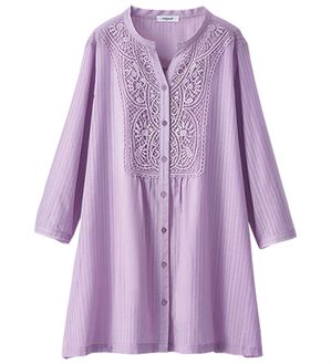 BELLUNA（ベルーナ）の「シアー素材モチーフレース使いシャツチュニック（チュニック）」｜詳細画像