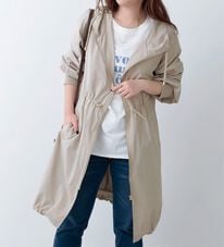 BELLUNA（ベルーナ）の「袖リブ使いロング丈パーカー（ロングコート）」