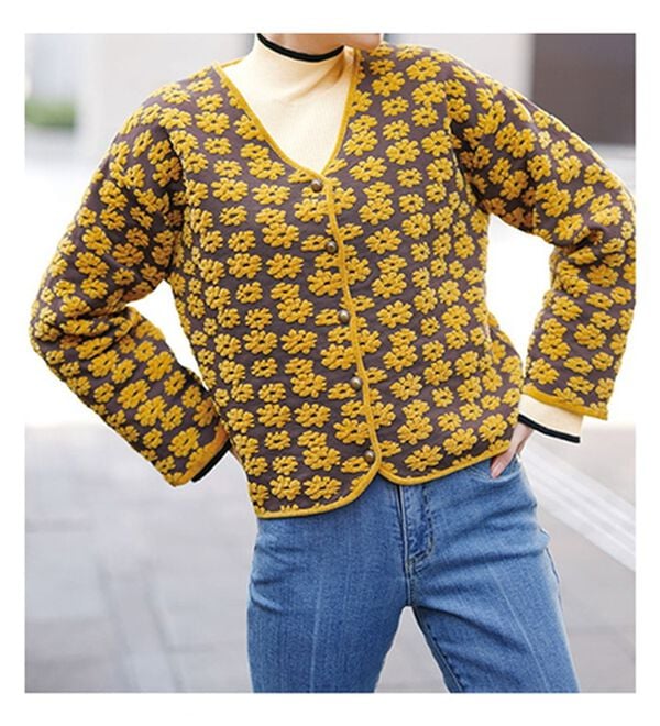 RANAN（ラナン）の「レトロフラワージャカードカーディガン（ニットカーディガン）」｜詳細画像