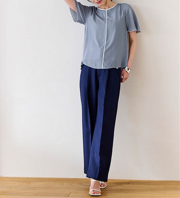 RANAN（ラナン）の「ひんやり！配色ディテールインナー付ブラウス（ブラウス）」｜詳細画像