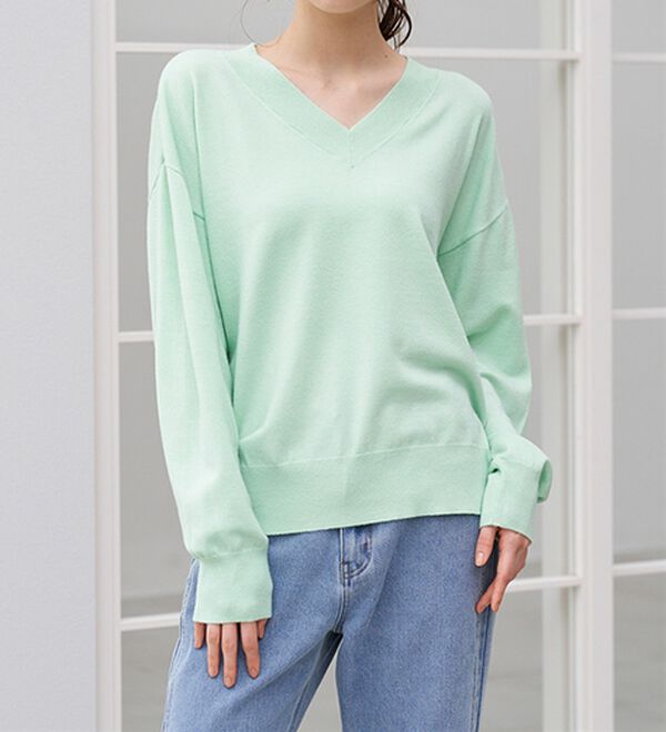 RANAN（ラナン）の「もちもちベーシックニット（Vネック・ハイネック）（ニット・セーター）」｜詳細画像