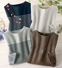 ルフラン（ルフラン）の「【４色組】毎日の主役。綿１００％ボーダーロンＴ（カットソー）」