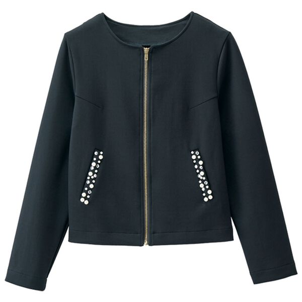 RANAN（ラナン）の「ジャージー素材ビジューポケットデザインブルゾン（ブルゾン）」｜詳細画像