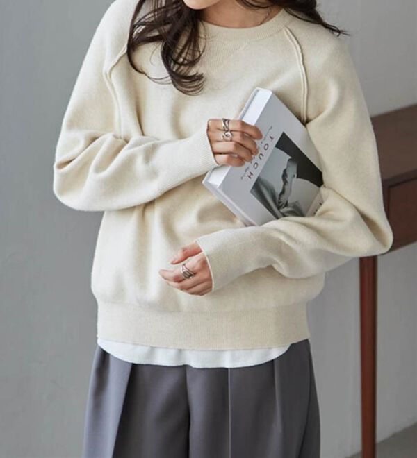 RANAN（ラナン）の「パチパチしにくい！大人のきれいめトレーナーニット（ニット・セーター）」｜詳細画像