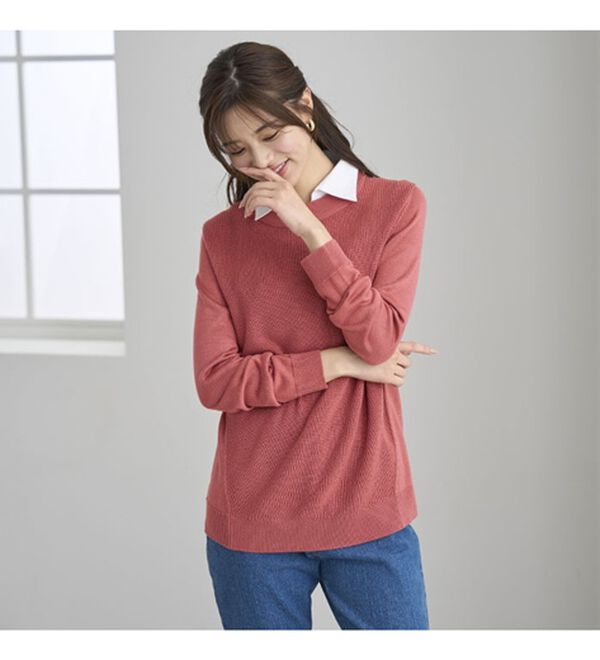 BELLUNA（ベルーナ）の「重ね衿付！細見えニットプルオーバー（ニット・セーター）」｜詳細画像