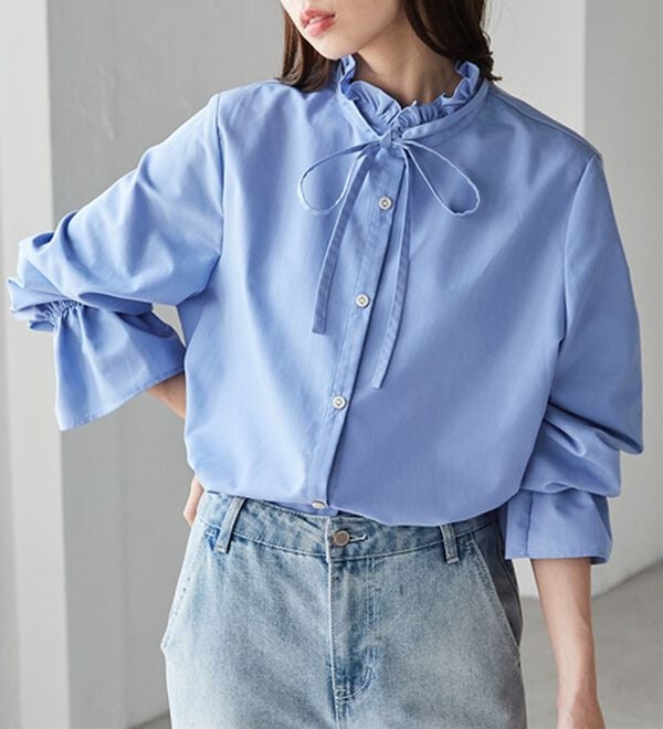 RANAN（ラナン）の「プチフリルリボン付きブラウス（ブラウス）」｜詳細画像