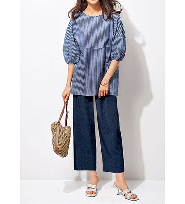 BELLUNA（ベルーナ）の「柔らか綿麻ボリューム袖ブラウス（ブラウス）」｜詳細画像