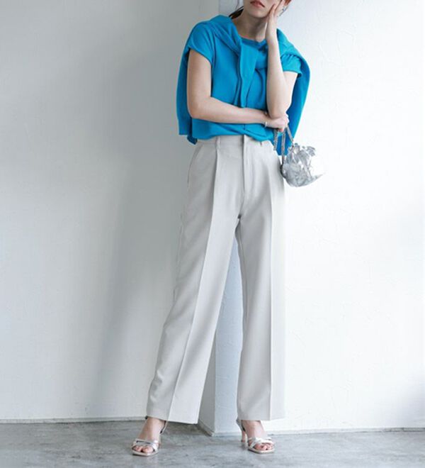 Pierrot（ピエロ）の「スタイルアップセンタープレスパンツ（フルレングスパンツ）」｜詳細画像