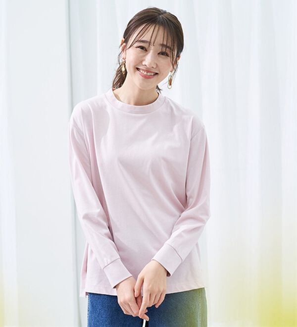 BELLUNA（ベルーナ）の「【汗ジミ対策◎】＜エアリーアイスコットン＞オーバーサイズＴシャツ【選べる袖丈】（カットソー）」｜詳細画像