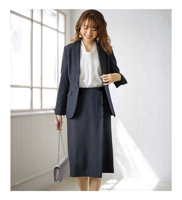 GeeRA（ジーラ）の「【ジャケット+2ボトム】洗えるストレッチ！ジャケット＆ブラウス＆パンツ＆スカートスーツセット（パンツスーツ）」｜詳細画像