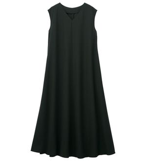 RANAN（ラナン）の「ひんやり！麻調合繊フレアーワンピース（その他ワンピース）」｜ブラック