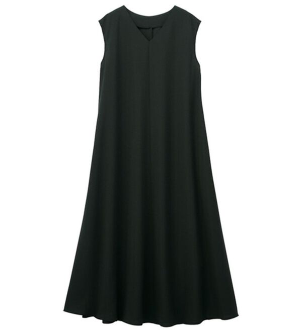 RANAN（ラナン）の「ひんやり！麻調合繊フレアーワンピース（その他ワンピース）」｜ブラック